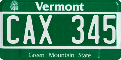 VT license plate CAX345