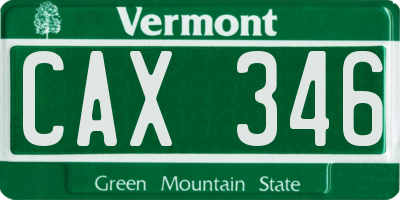 VT license plate CAX346
