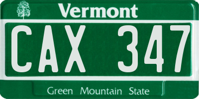 VT license plate CAX347