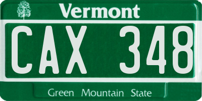 VT license plate CAX348