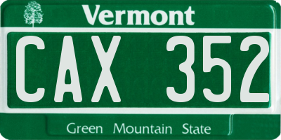 VT license plate CAX352