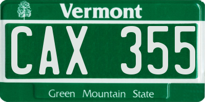 VT license plate CAX355