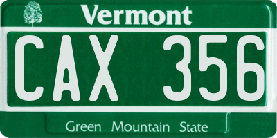 VT license plate CAX356