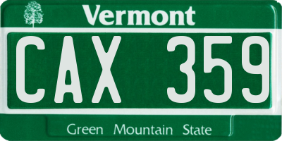 VT license plate CAX359