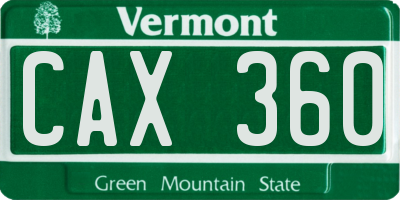 VT license plate CAX360