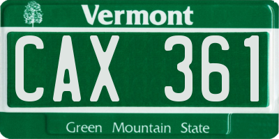 VT license plate CAX361