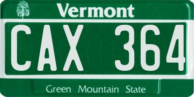 VT license plate CAX364