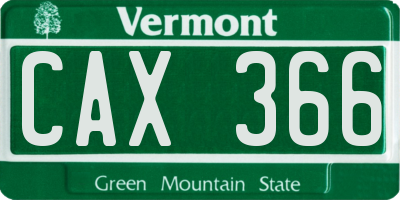 VT license plate CAX366