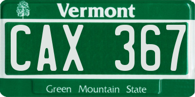 VT license plate CAX367