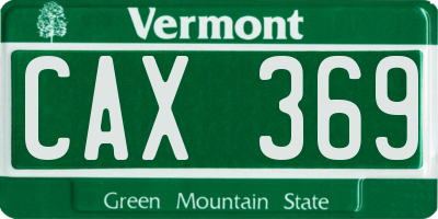 VT license plate CAX369