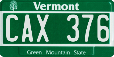 VT license plate CAX376