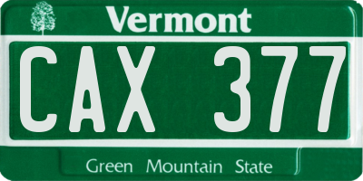 VT license plate CAX377