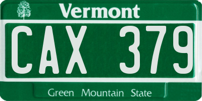 VT license plate CAX379