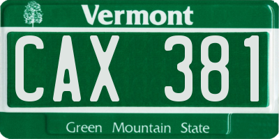 VT license plate CAX381
