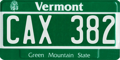 VT license plate CAX382
