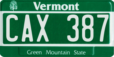VT license plate CAX387