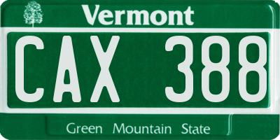 VT license plate CAX388
