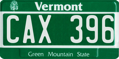 VT license plate CAX396