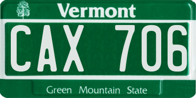 VT license plate CAX706