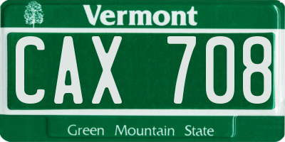 VT license plate CAX708