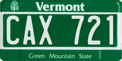 VT license plate CAX721