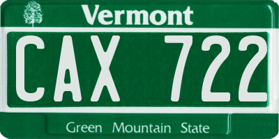 VT license plate CAX722