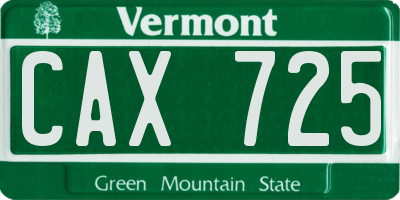 VT license plate CAX725