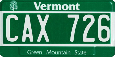 VT license plate CAX726