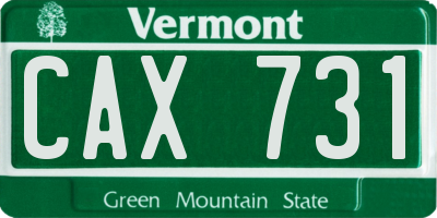 VT license plate CAX731