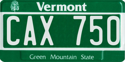 VT license plate CAX750