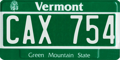 VT license plate CAX754