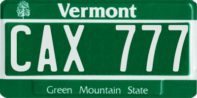 VT license plate CAX777