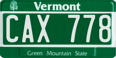 VT license plate CAX778