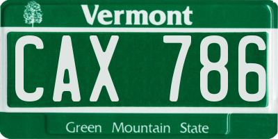 VT license plate CAX786