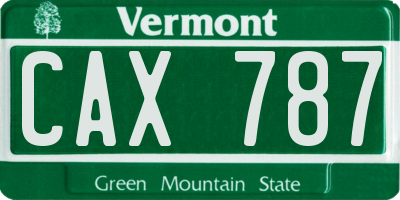 VT license plate CAX787