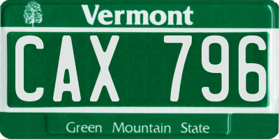 VT license plate CAX796
