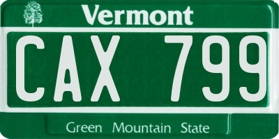 VT license plate CAX799
