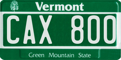 VT license plate CAX800