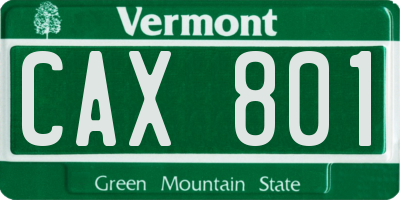 VT license plate CAX801