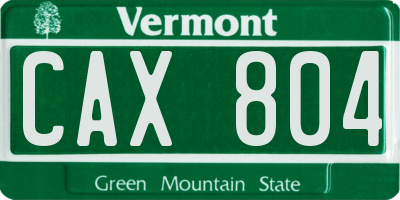 VT license plate CAX804
