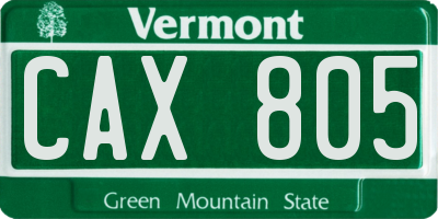 VT license plate CAX805