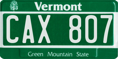 VT license plate CAX807