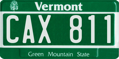 VT license plate CAX811