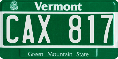 VT license plate CAX817