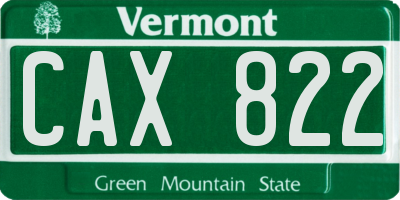 VT license plate CAX822