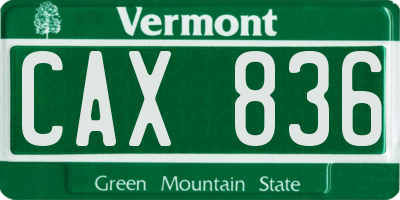 VT license plate CAX836