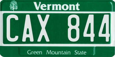 VT license plate CAX844