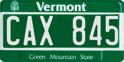 VT license plate CAX845