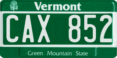 VT license plate CAX852