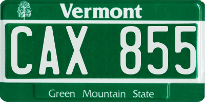 VT license plate CAX855